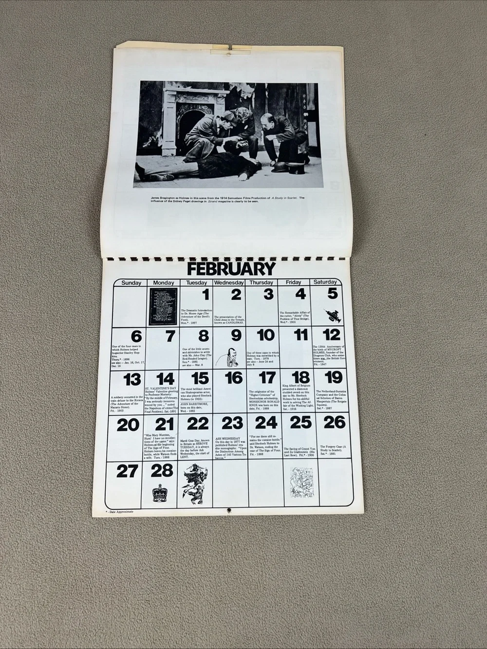 Sherlock Holmes 1977 Wall Calendar - Brown Sepia